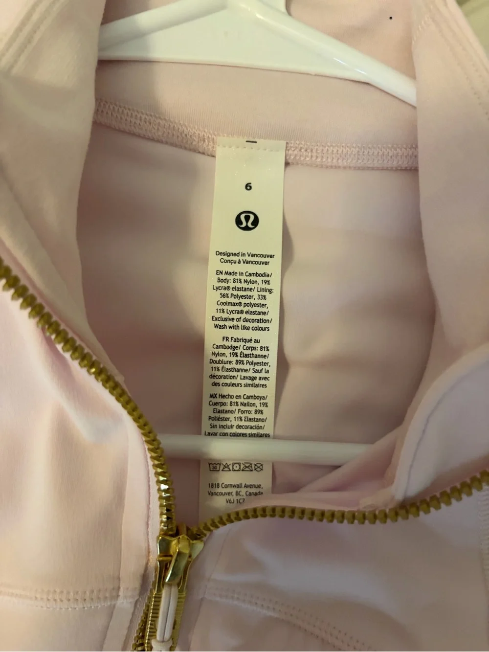 Women's Light Pink Lulu Define Zip-Up Jacket with Gold Zipper